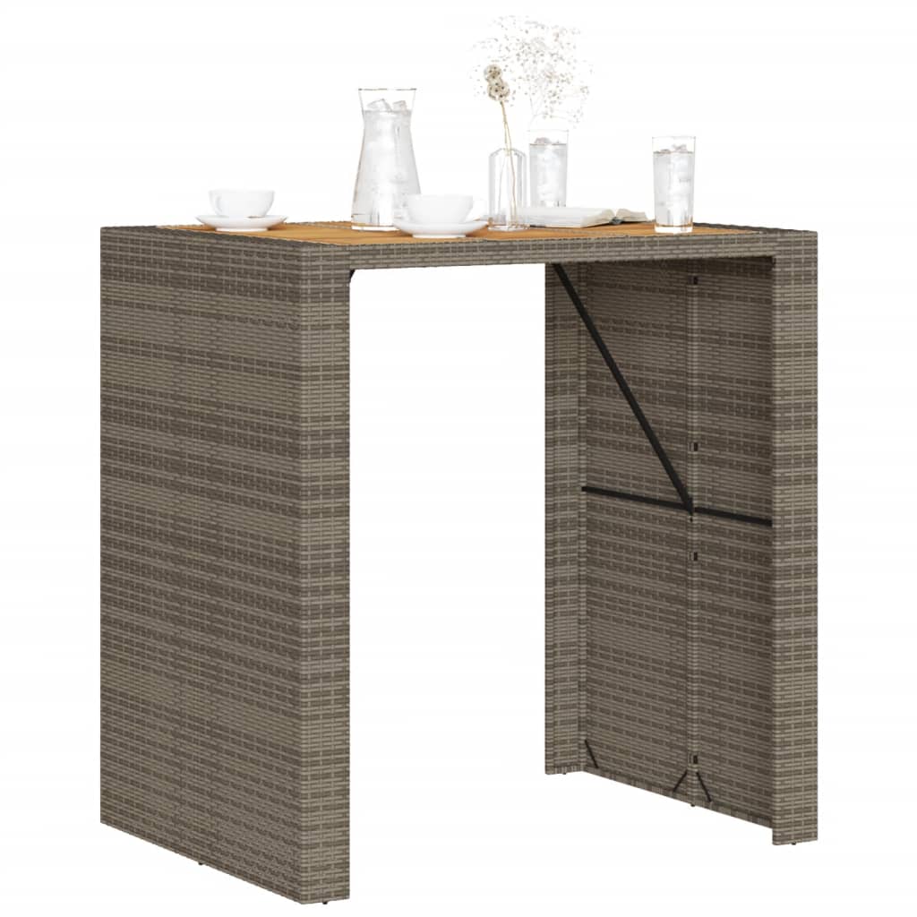 Tavolo Bar da Giardino Piano in Acacia 105x80x110 cm Polyrattan 368697