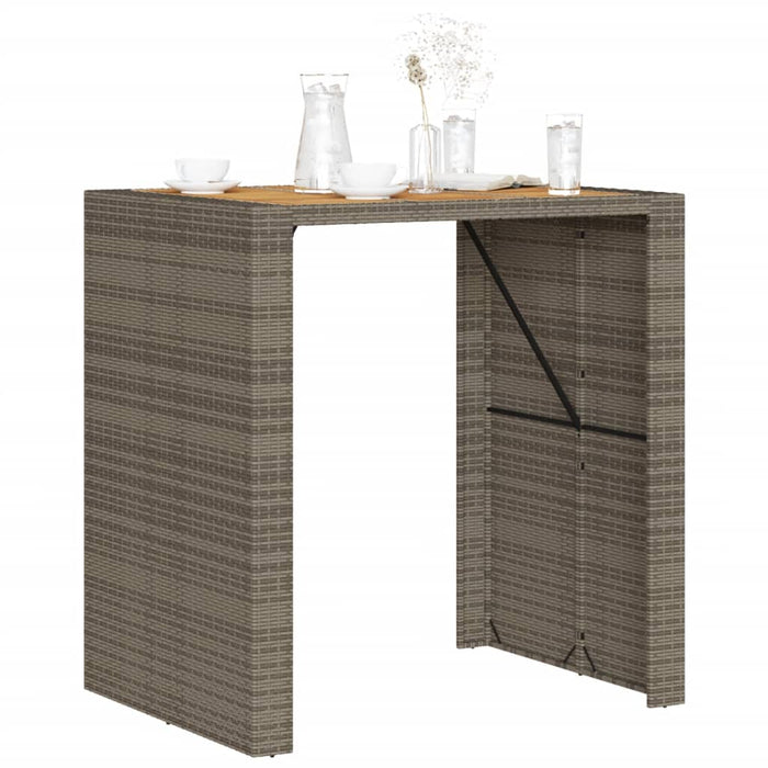 Tavolo Bar da Giardino Piano in Acacia 105x80x110 cm Polyrattan 368697