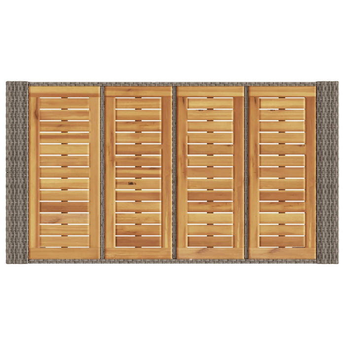Tavolo Giardino Piano in Acacia Grigio 145x80x110 cm Polyrattan 368699