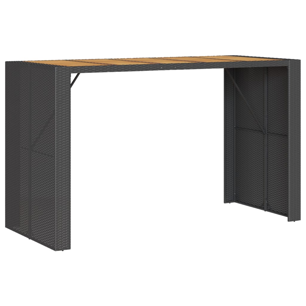 Tavolo Bar da Giardino Piano in Acacia 185x80x110 cm Polyrattan 368700