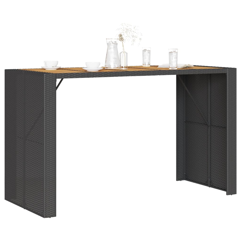 Tavolo Bar da Giardino Piano in Acacia 185x80x110 cm Polyrattan 368700