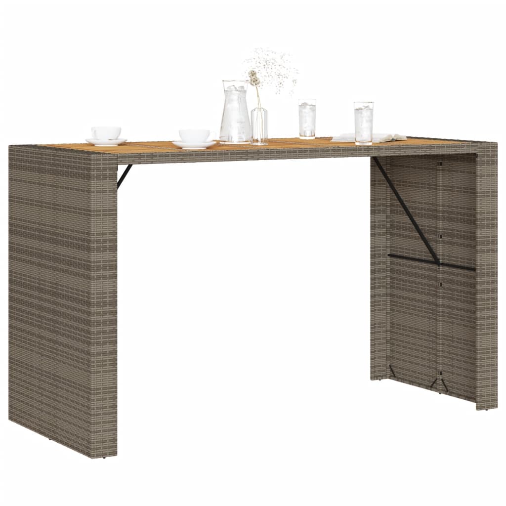 Tavolo Bar da Giardino Piano in Acacia 185x80x110 cm Polyrattan 368701