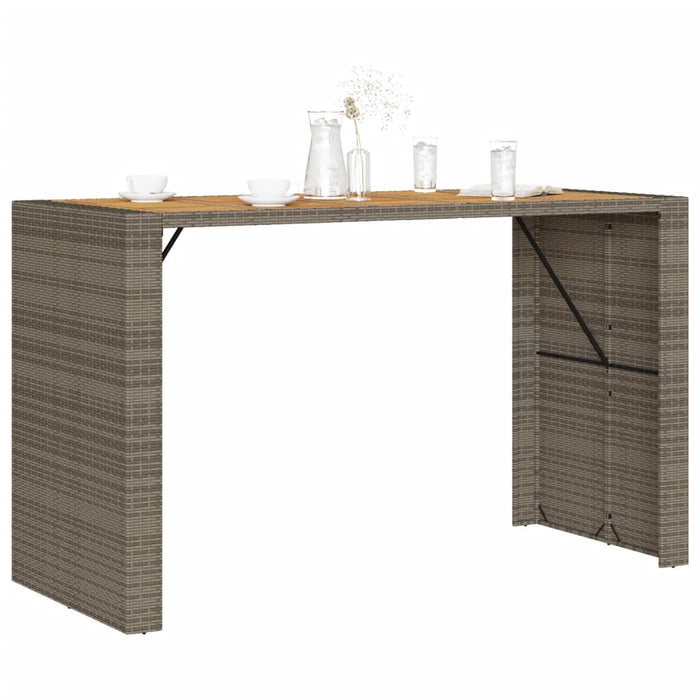 Tavolo Bar da Giardino Piano in Acacia 185x80x110 cm Polyrattan 368701
