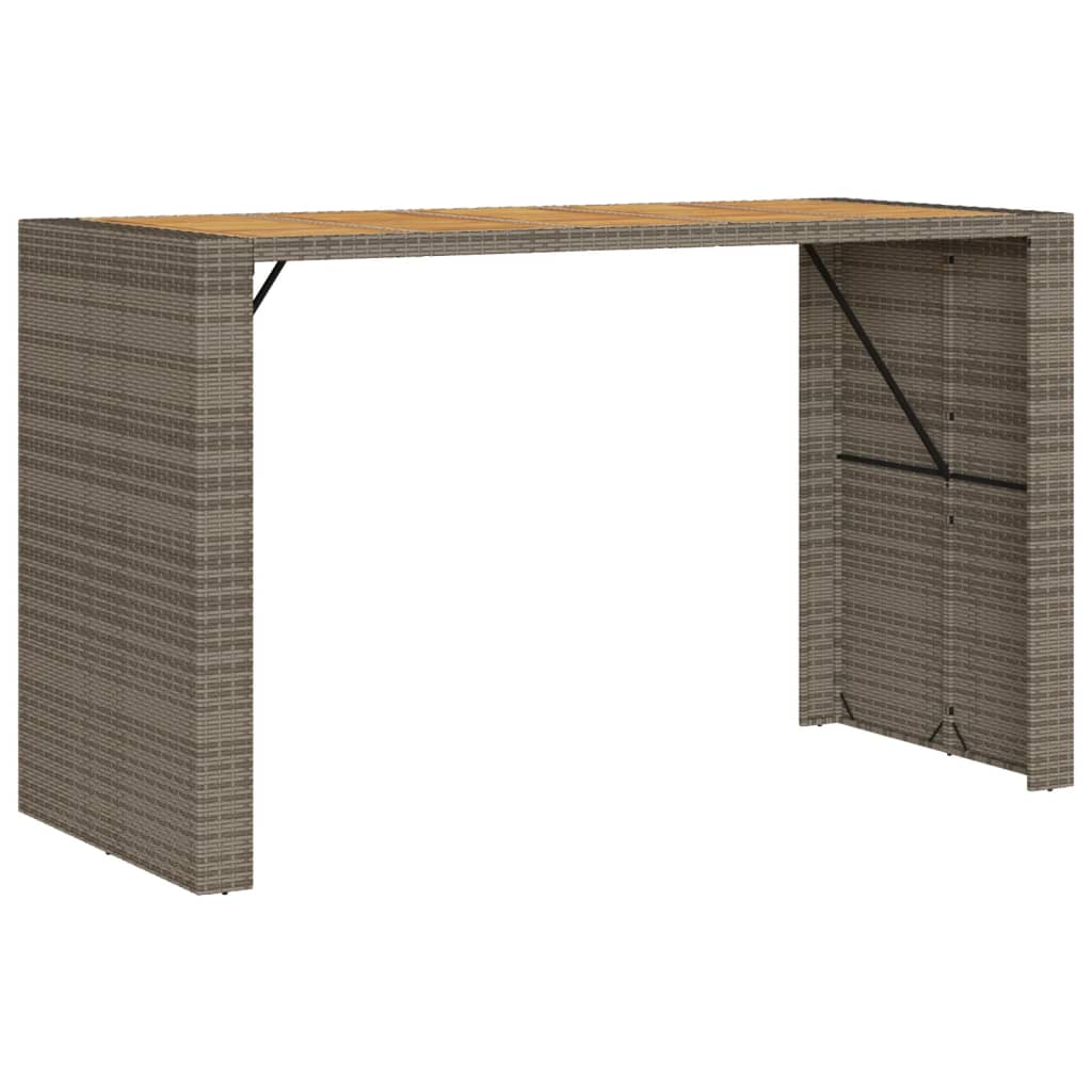 Tavolo Bar da Giardino Piano in Acacia 185x80x110 cm Polyrattan 368701