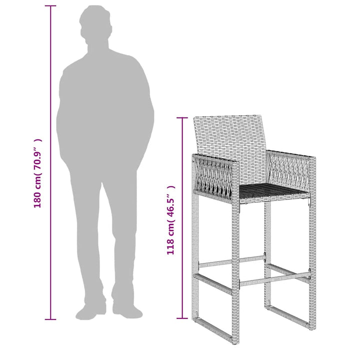 Sgabelli da Bar da Giardino 2 pz in Polyrattan Marrone 368703