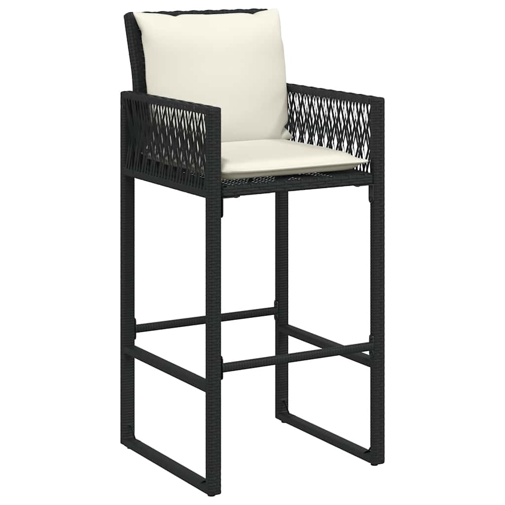 Sgabelli da Bar con Cuscini 2 pz Neri in Polyrattan 368705