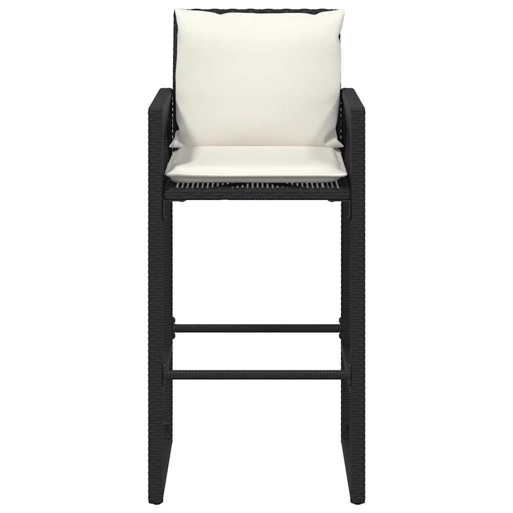 Sgabelli da Bar con Cuscini 2 pz Neri in Polyrattan 368705