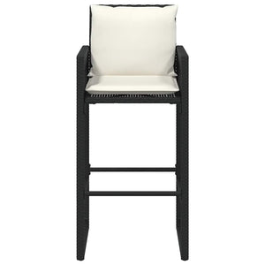 Sgabelli da Bar con Cuscini 2 pz Neri in Polyrattan 368705