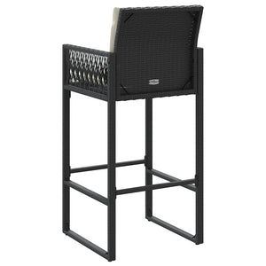 Sgabelli da Bar con Cuscini 2 pz Neri in Polyrattan 368705