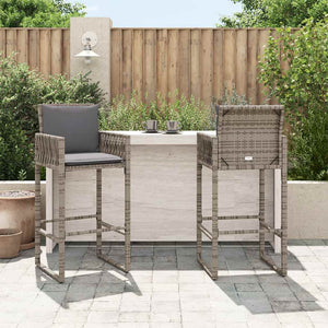 Sgabelli da Bar con Cuscini 2 pz Grigi in Polyrattan 368707