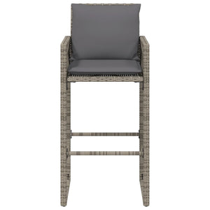 Sgabelli da Bar con Cuscini 2 pz Grigi in Polyrattan