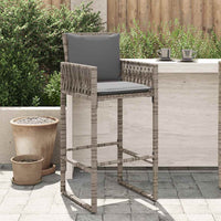 Sgabelli da Bar con Cuscini 2 pz Grigi in Polyrattan 368707