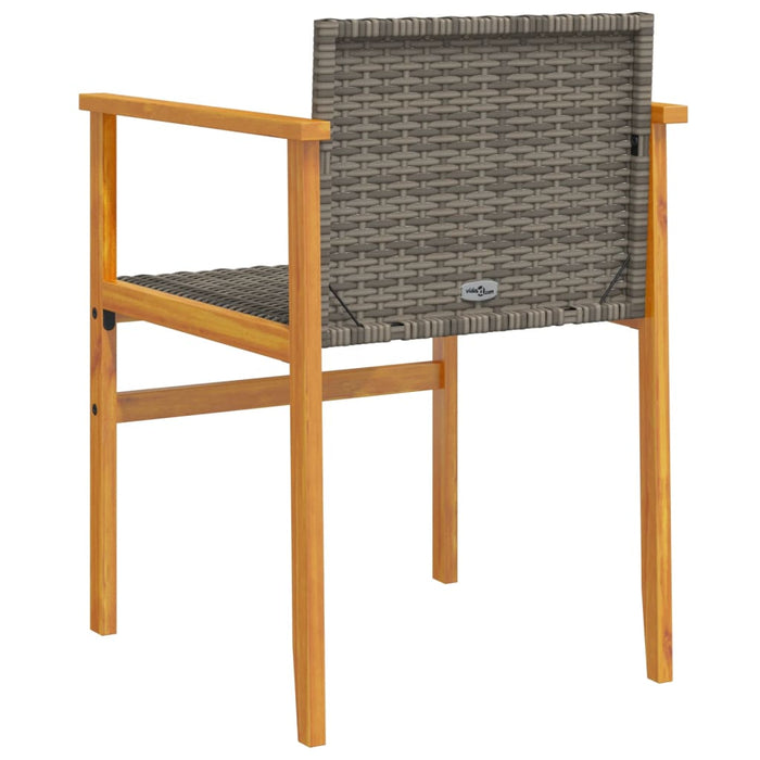 Sedie da Giardino 2 pz Grigie in Polyrattan e Legno Massello 368709