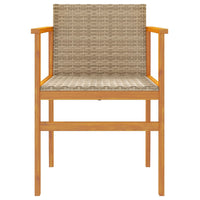 Sedie da Giardino 2 pz Beige in Polyrattan e Legno Massello 368710