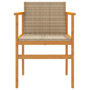 Sedie da Giardino 2 pz Beige in Polyrattan e Legno Massello 368710