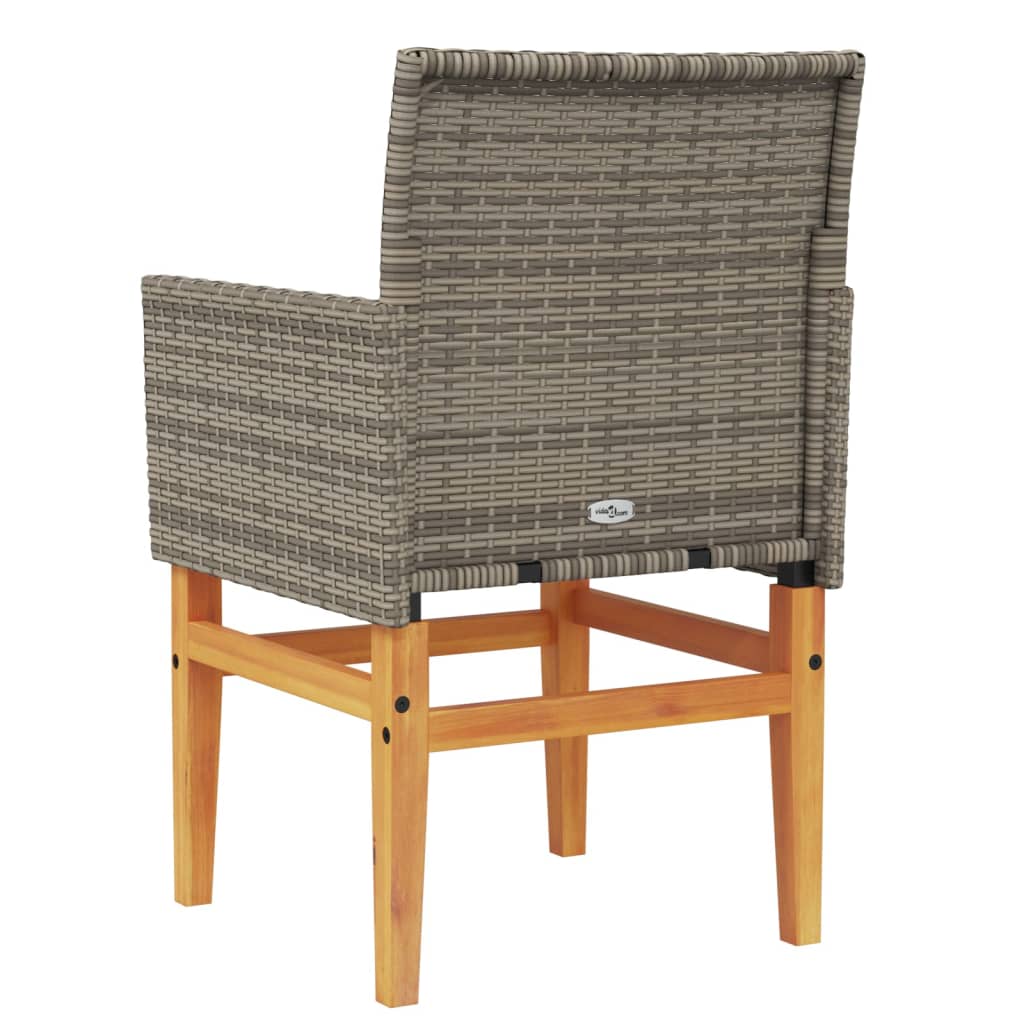 Sedie Giardino con Cuscini 2pz Grigie Polyrattan Legno Massello 368715