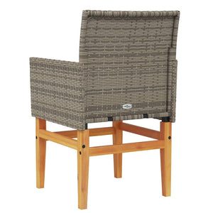 Sedie Giardino con Cuscini 2pz Grigie Polyrattan Legno Massello 368715