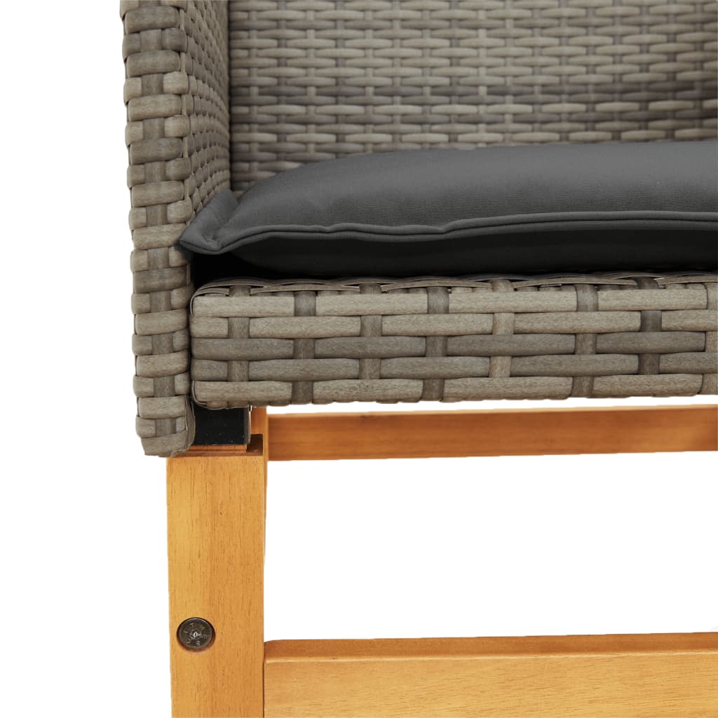 Sedie Giardino con Cuscini 2pz Grigie Polyrattan Legno Massello 368715