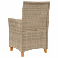 Sedie Giardino con Cuscini 2 pz Beige Polyrattan Legno Massello 368719
