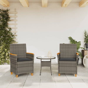 Sedie Giardino con Cuscini 2pz Grigie Polyrattan Legno Massello 368721
