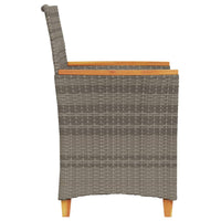 Sedie Giardino con Cuscini 2pz Grigie Polyrattan Legno Massello 368721