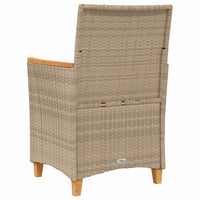 Sedie Giardino con Cuscini 2 pz Beige Polyrattan Legno Massello 368722