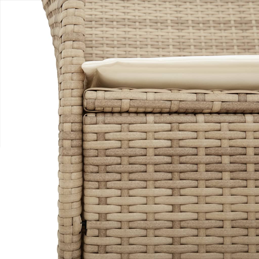 Sedie Giardino con Cuscini 2 pz Beige Polyrattan Legno Massello 368722