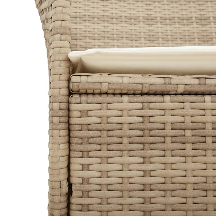 Sedie Giardino con Cuscini 2 pz Beige Polyrattan Legno Massello 368722