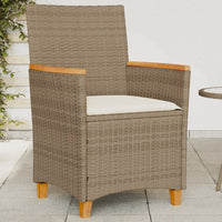 Sedie Giardino con Cuscini 2 pz Beige Polyrattan Legno Massellocod mxl 92123