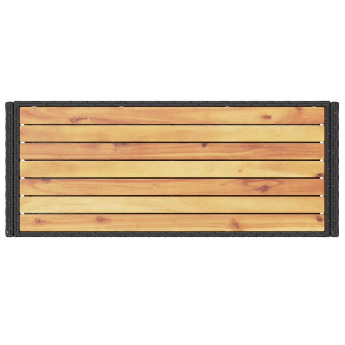 Carrello da Bar 3 Livelli Nero in Polyrattan e Legno Acacia 368723