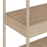 Carrello da Bar 3 Livelli Beige in Polyrattan e Massello Acacia 368725