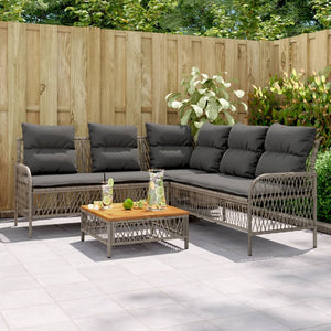 Set Divano da Giardino 2 pz con Cuscini-Sofa da Giardino-Divanetto da esterno Grigio in Polyrattan