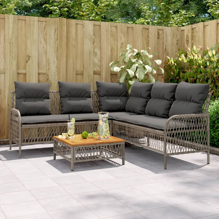 Set Divano da Giardino 2 pz con Cuscini-Sofa da Giardino-Divanetto da esterno Grigio in Polyrattan