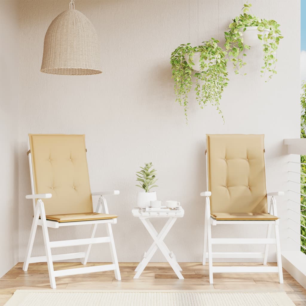 Cuscini Sedia Schiena Alta 2 Beige Mélange 120x50x4 Tessuto
