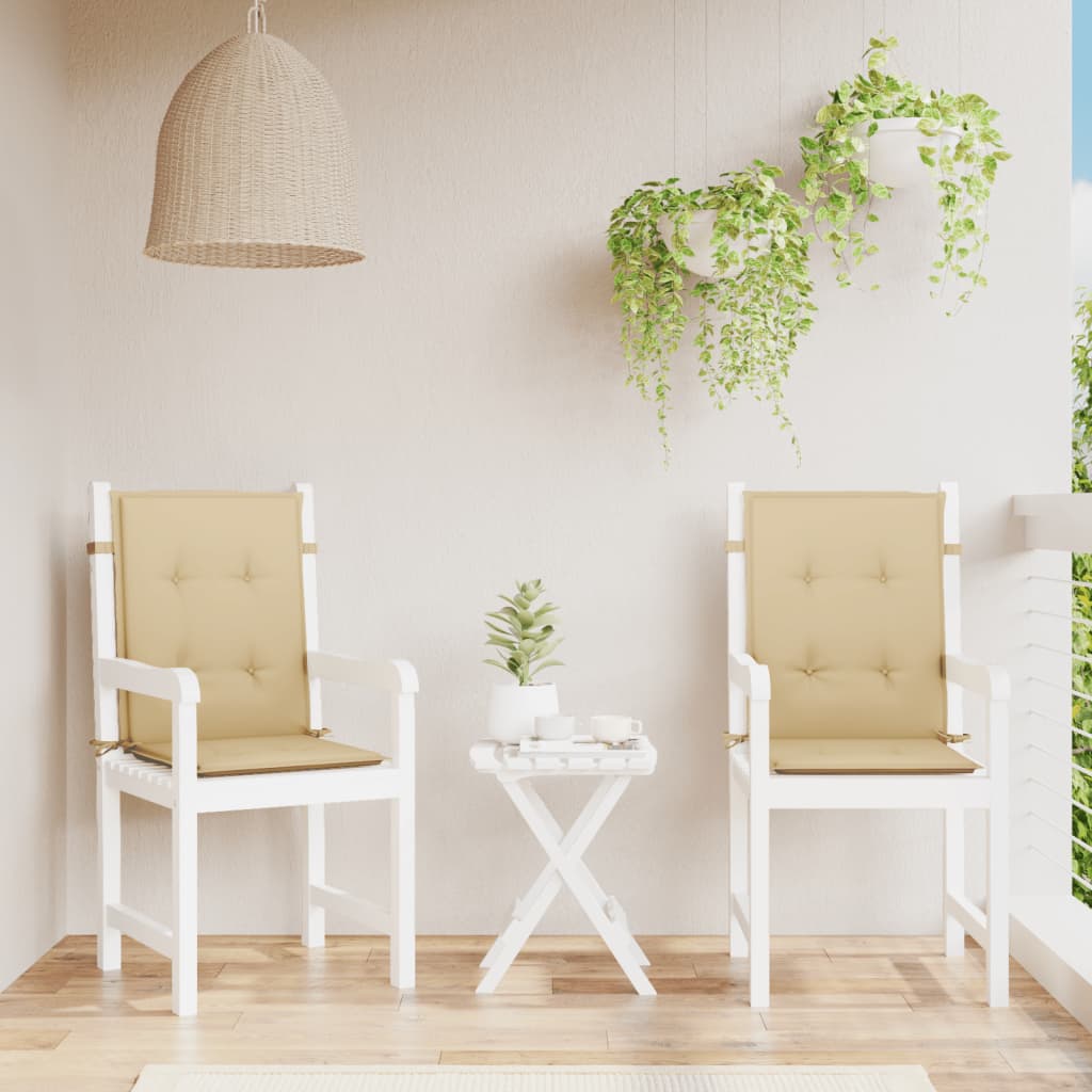 Cuscini Sedia Schiena Bassa 2 pz Beige Mélange 100x50x4 Tessuto