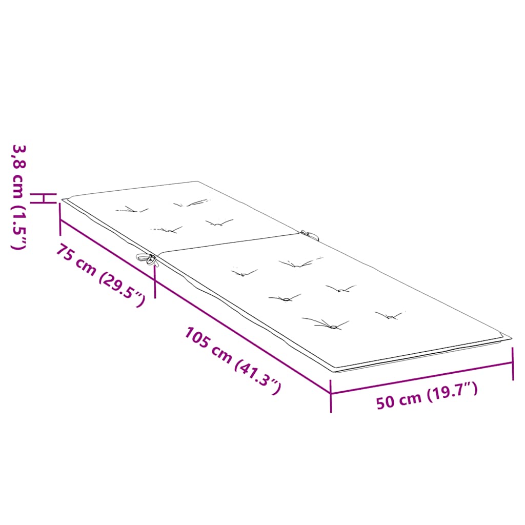 Cuscino per Sdraio Grigio Scuro Mélange (75+105) x 50 x 4 Tessuto