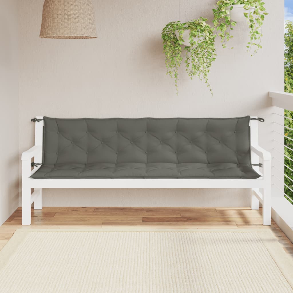 Cuscini Panca Giardino 2pz Grigio Scuro Mélange 200x50x7 cm 4002631