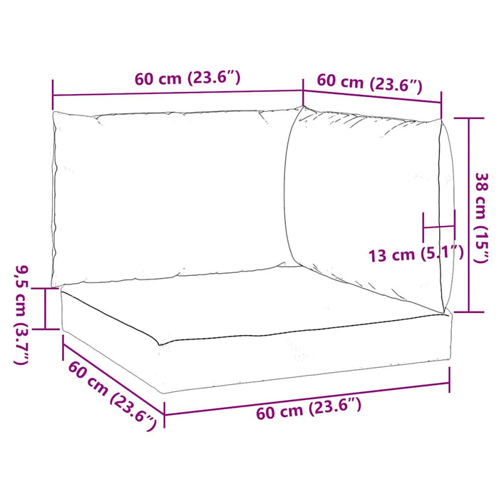 Cuscini per Pallet 3 pz Beige Mélange in Tessuto