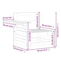 Divano Senza Braccioli da Giardino con Tavolino Bianco Pino 844879