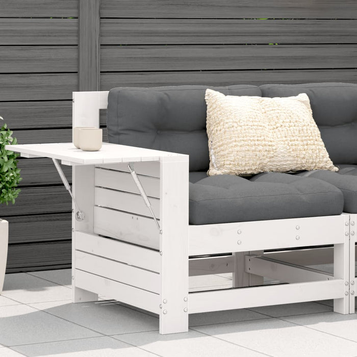 Divano Senza Braccioli da Giardino con Tavolino-Sofa da Giardino-Divano da esterno Bianco Pino