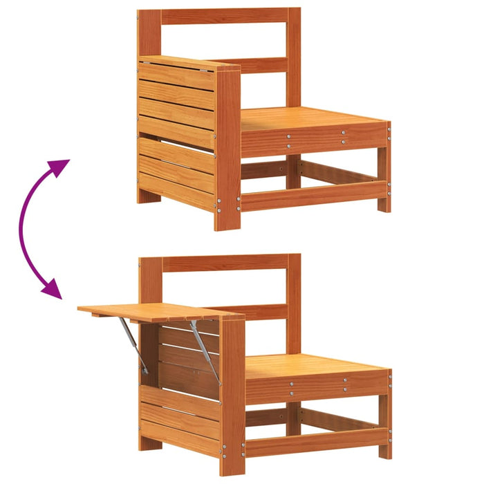 Divano senza Braccioli Giardino-Sofa da Giardino-Divanetto da esterno con Tavolino Marrone Cera Pino