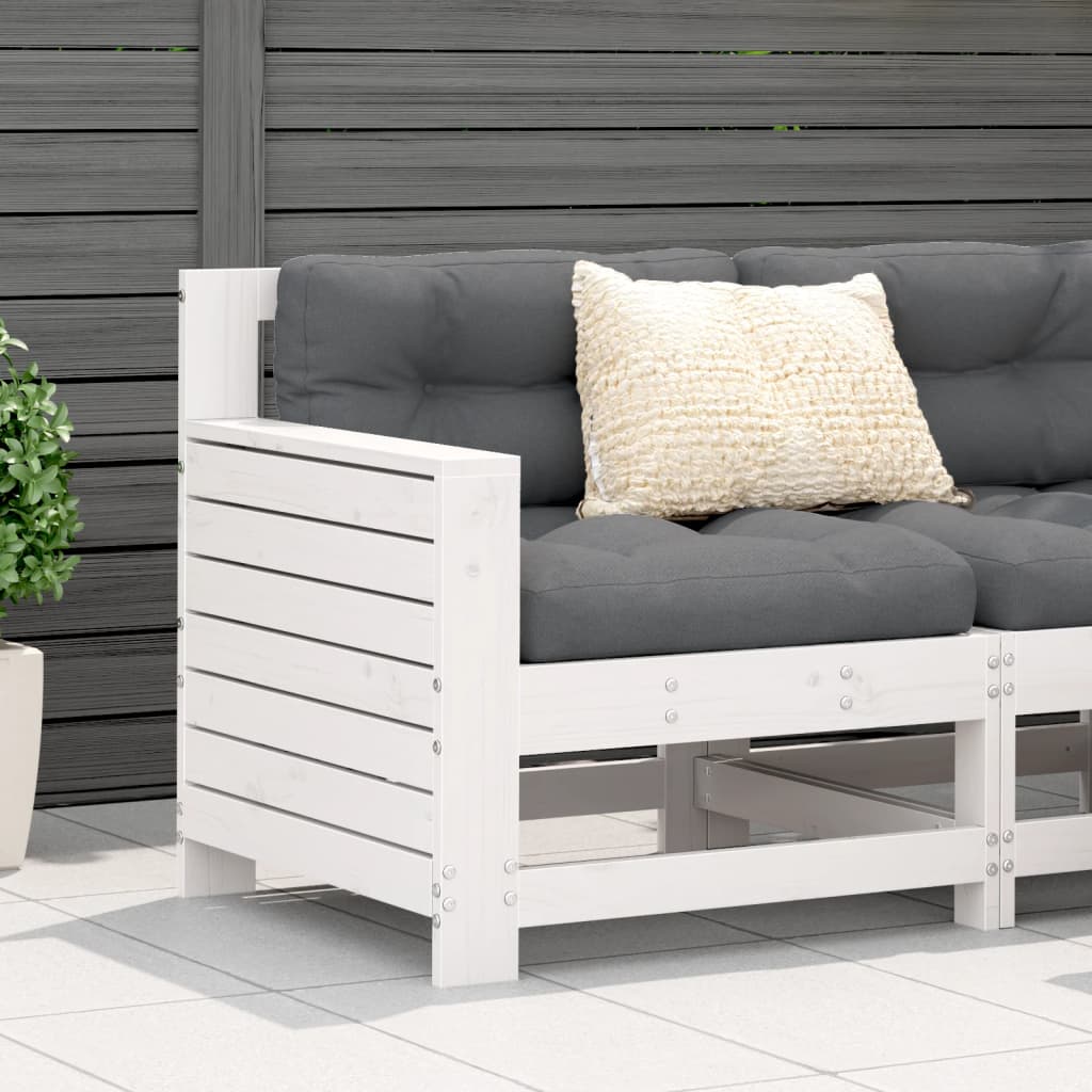 Divano senza Braccioli da Giardino-Sofa da Giardino-Divano da esterno Bianco 69x62x70,5 cm Pino