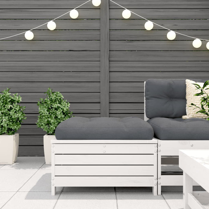 Poggiapiedi Giardino Bianco 62x63,5x32 cm Legno Massello Pino