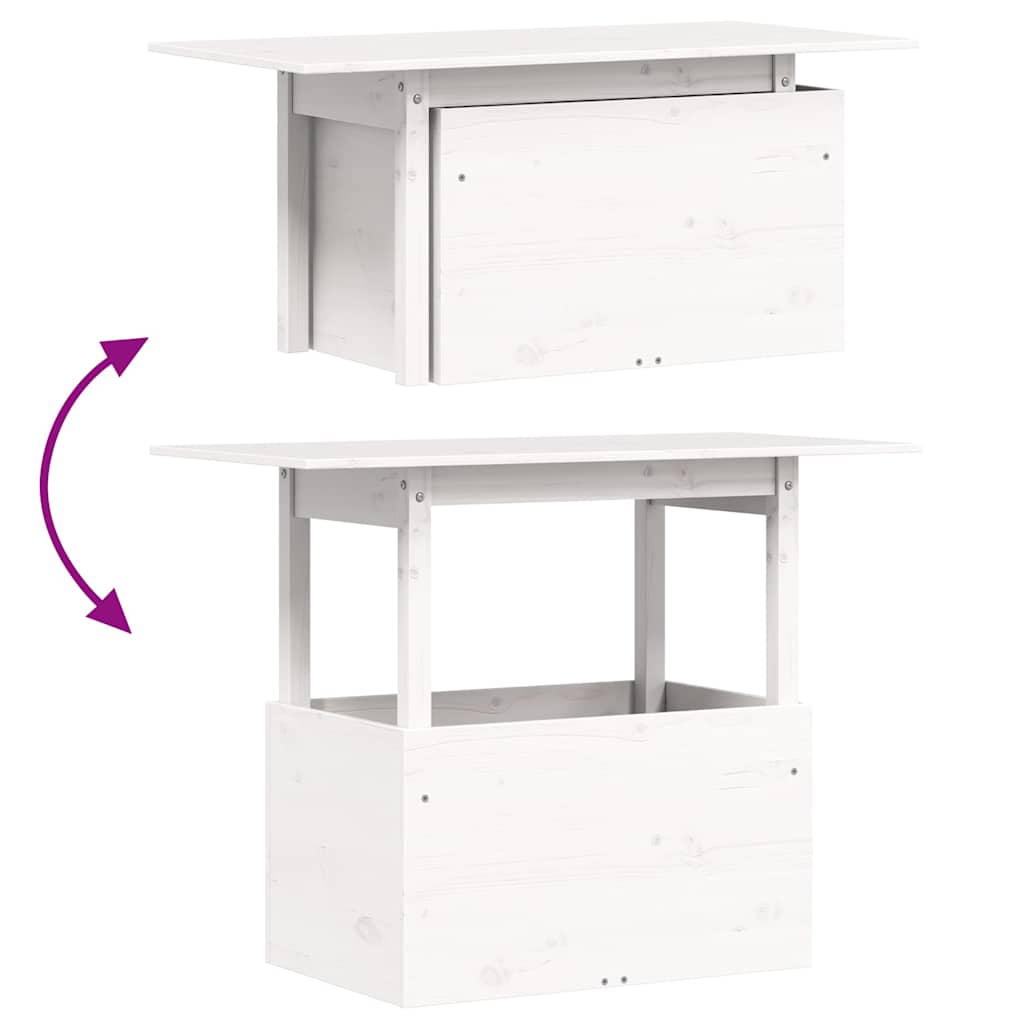 vidaXL Tavolo da Giardino Bianco 100x50x75cm in Legno Massello di Pino