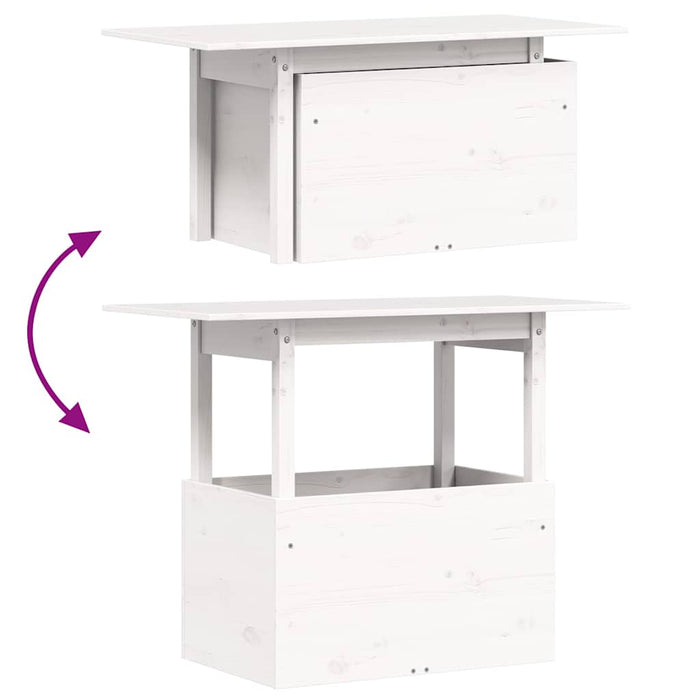 vidaXL Tavolo da Giardino Bianco 100x50x75cm in Legno Massello di Pino