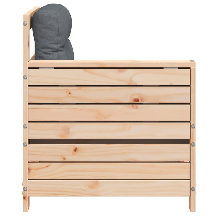 Divano Giardino Senza Braccioli con Cuscino-Sofa da Giardino-Divanetto da esterno Legno Massello Pino 445297