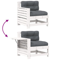 Divano Giardino Senza Braccioli con Cuscino-Sofa da Giardino-Divanetto da esterno Bianco Legno Pino 293106