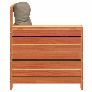 Divano Giardino Senza Braccioli con Cuscino-Sofa da Giardino-Divanetto da esterno Marrone Cera Pino 385452