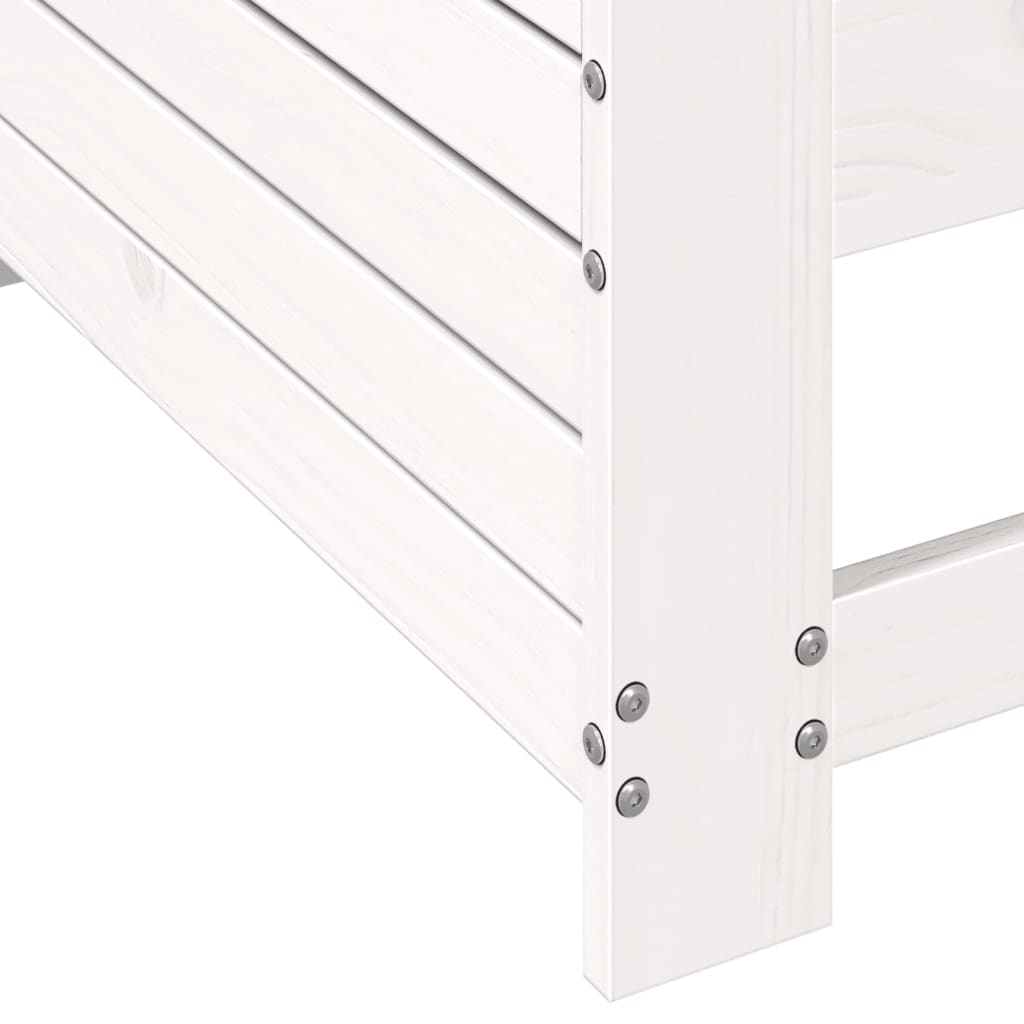 Divano Giardino Senza Braccioli con Cuscino-Sofa da Giardino-Divanetto da esterno Bianco Legno Pino 320492