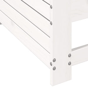 Divano Giardino Senza Braccioli con Cuscino-Sofa da Giardino-Divanetto da esterno Bianco Legno Pino 320492